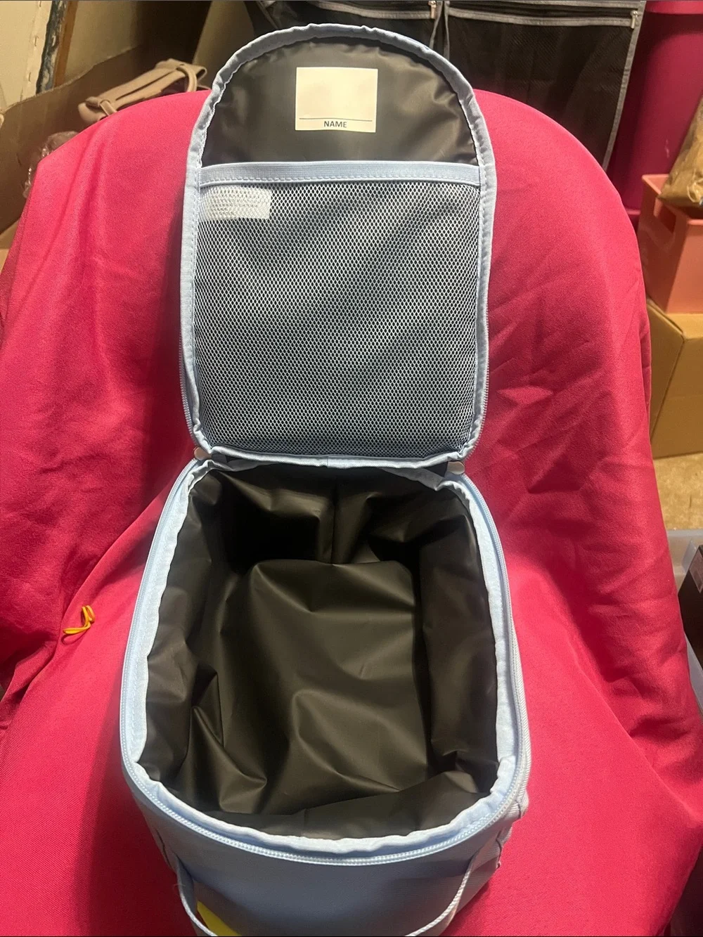 all in motion Light Blue insulated lunch box  with Front Drawcord